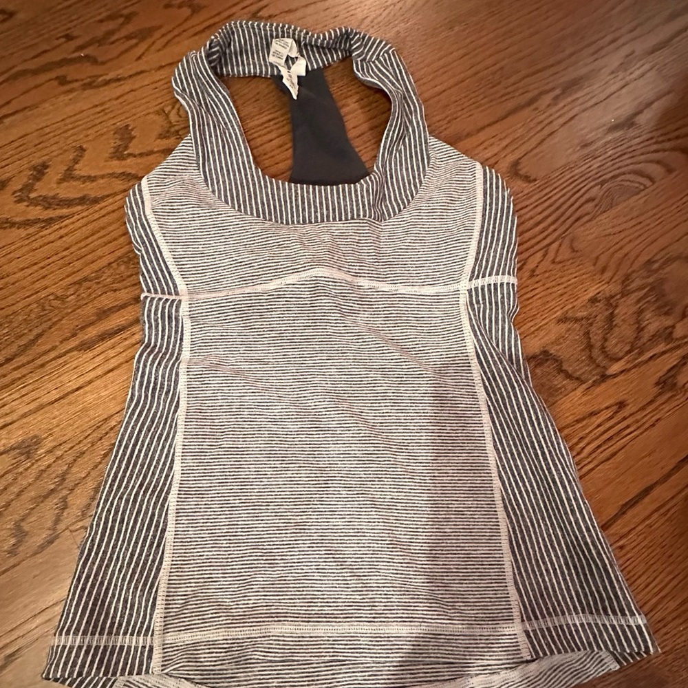 Lululemon Athletica Black and White Striped Tank Top. LIKE NEW